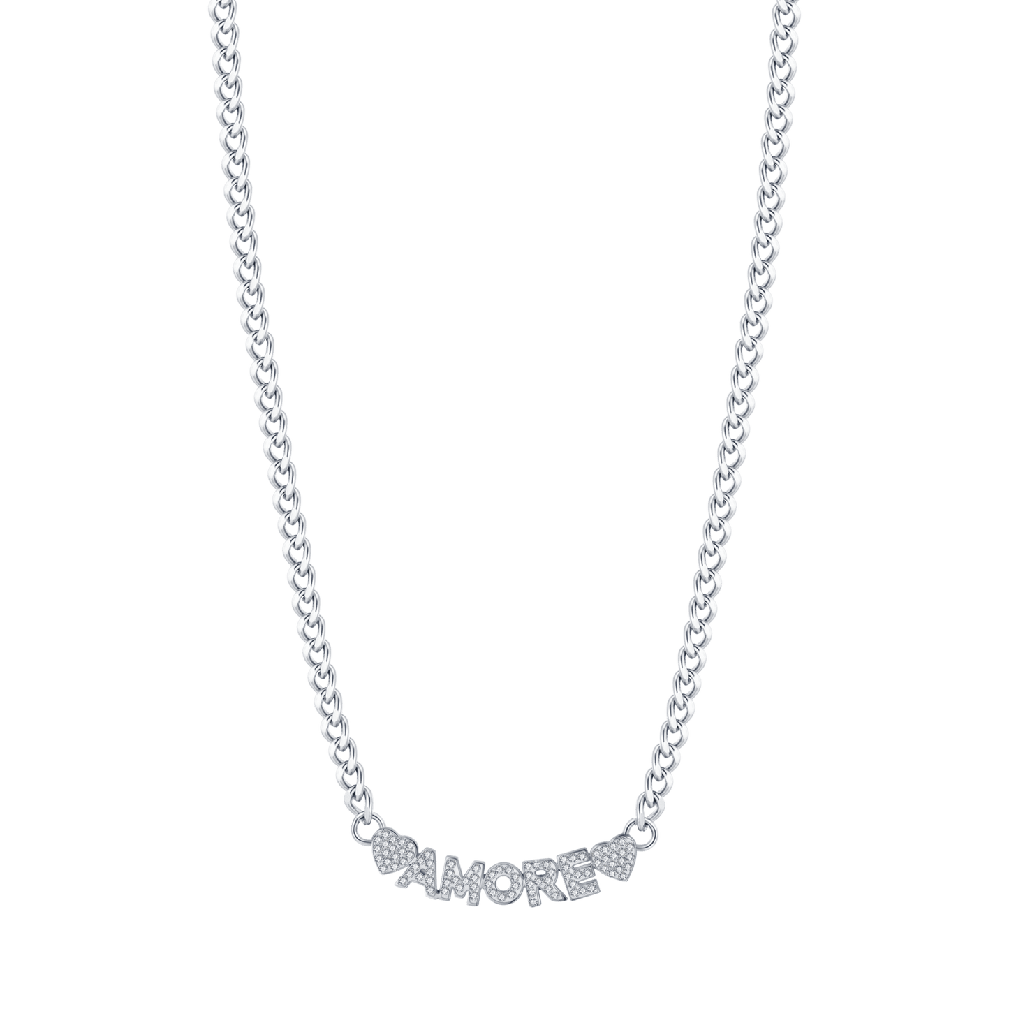 COLLIER ACIER AMOUR FEMME AVEC CRISTAUX BLANCS Luca Barra