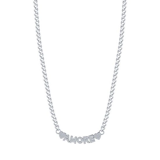 COLLIER D'AMOUR EN ACIER POUR FEMMES AVEC CRISTAUX BLANCS