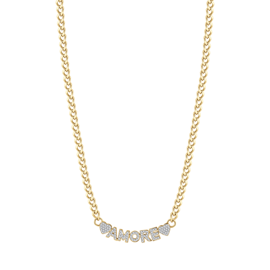 COLLIER POUR FEMME EN ACIER D'AMOUR DORE AVEC CRISTAUX BLANCS Luca Barra