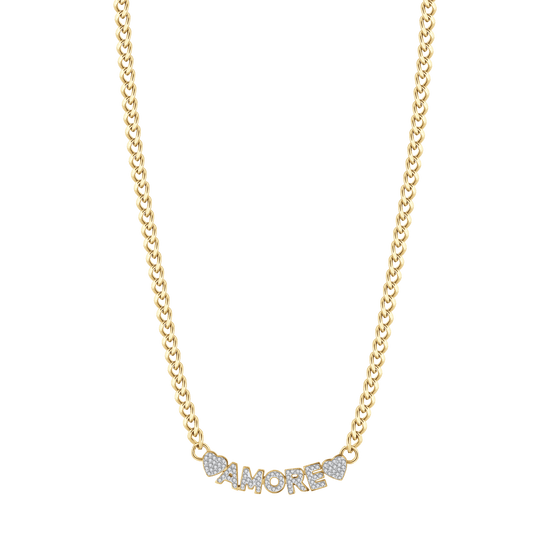 COLLIER D'AMOUR EN ACIER PLAQUÉ OR AVEC CRISTAUX BLANCS