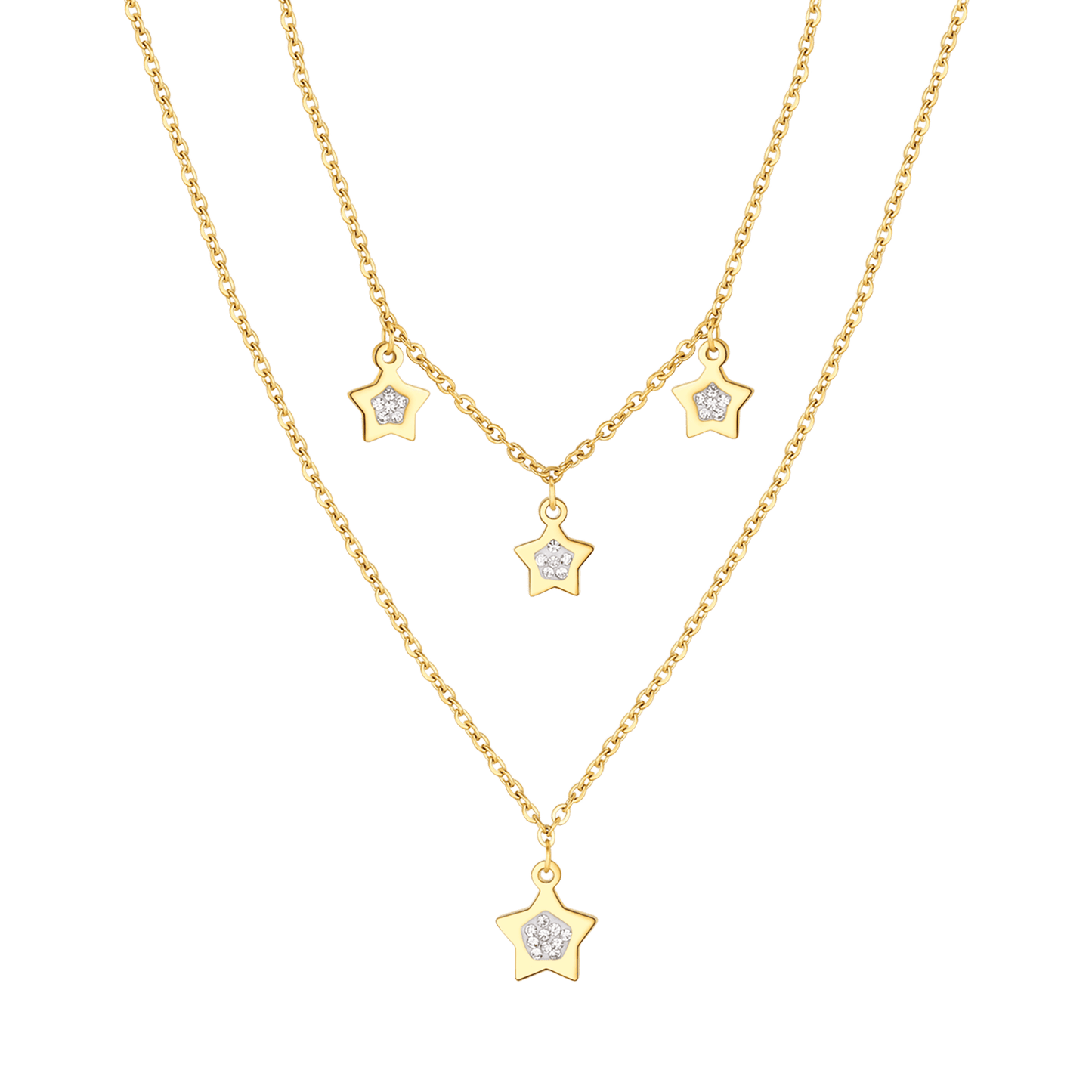 COLLIER POUR FEMME EN OR IP AVEC ETOILES ET CRISTAUX BLANCS Luca Barra