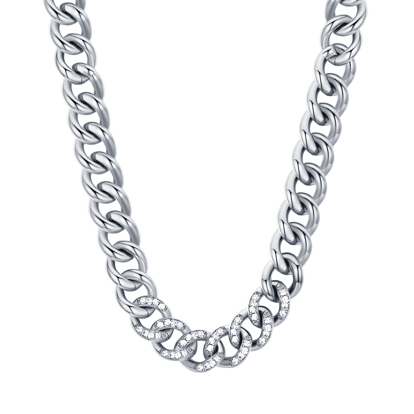 COLLIER POUR FEMME EN ACIER AVEC CHAÎNE ET CRISTAUX BLANCS Luca Barra