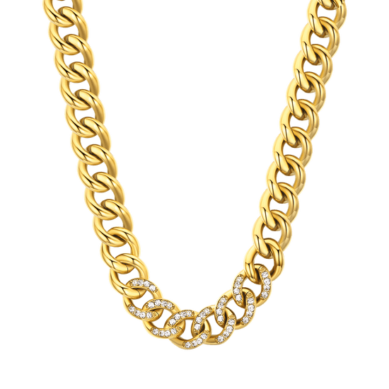 COLLIER POUR FEMME EN ACIER AVEC CHAÎNE ET CRISTAUX BLANCS Luca Barra