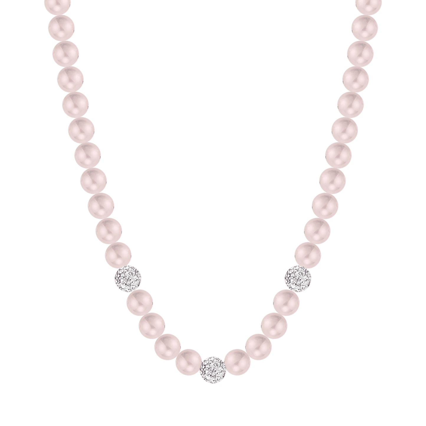 COLLIER DE PERLES POUR FEMMES AVEC CRISTAUX BLANCS