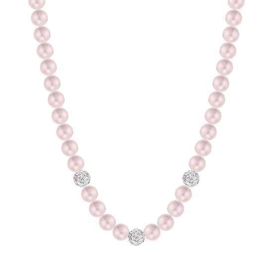 COLLIER DE PERLES POUR FEMMES AVEC CRISTAUX BLANCS