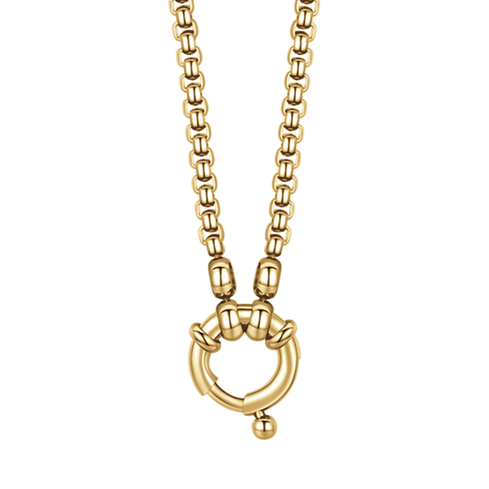 COLLIER EN ACIER DORÉ POUR FEMMES AVEC FERMOIR IP GOLD