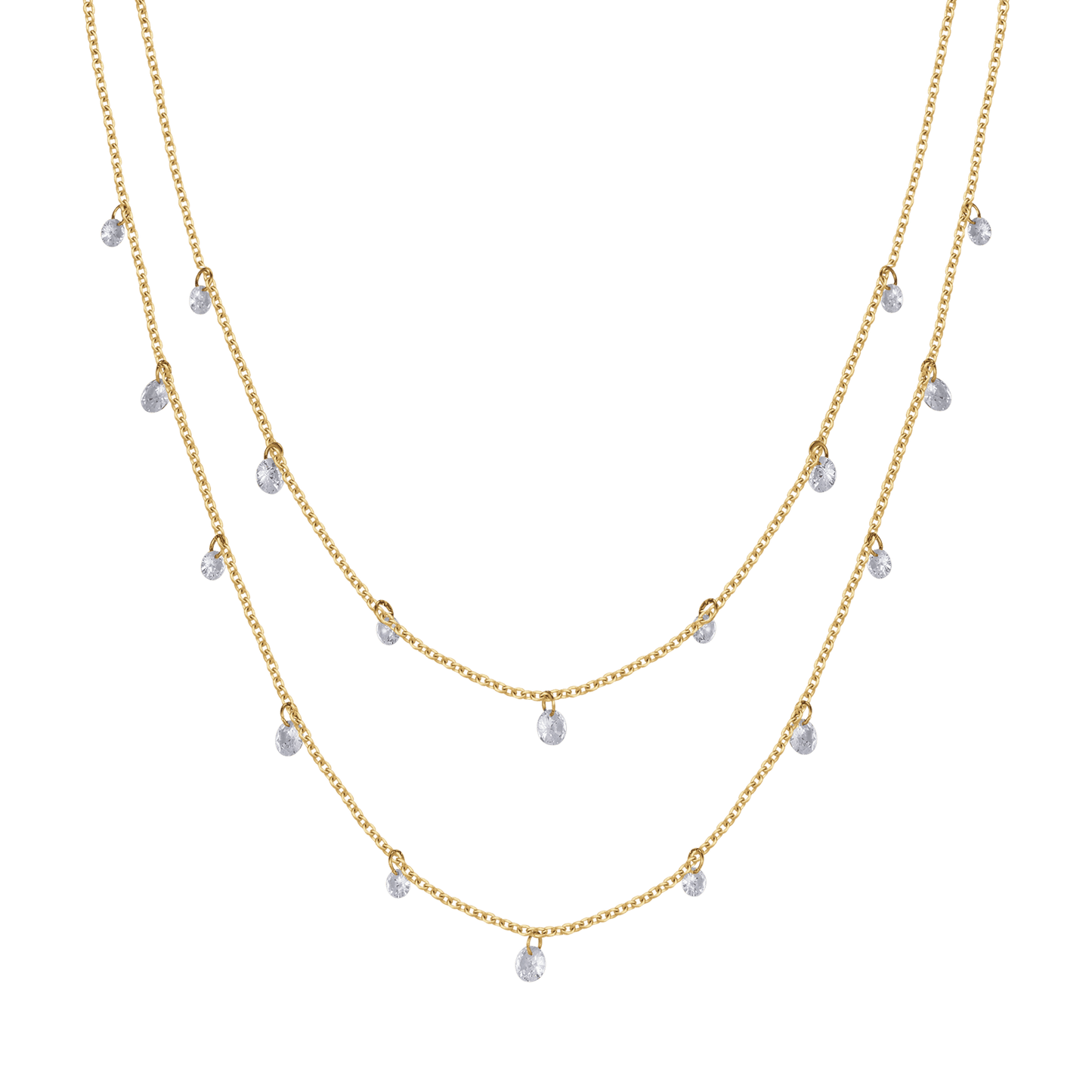 COLLIER POUR FEMME EN OR IP MULTIFILES AVEC CRISTAUX BLANCS Luca Barra