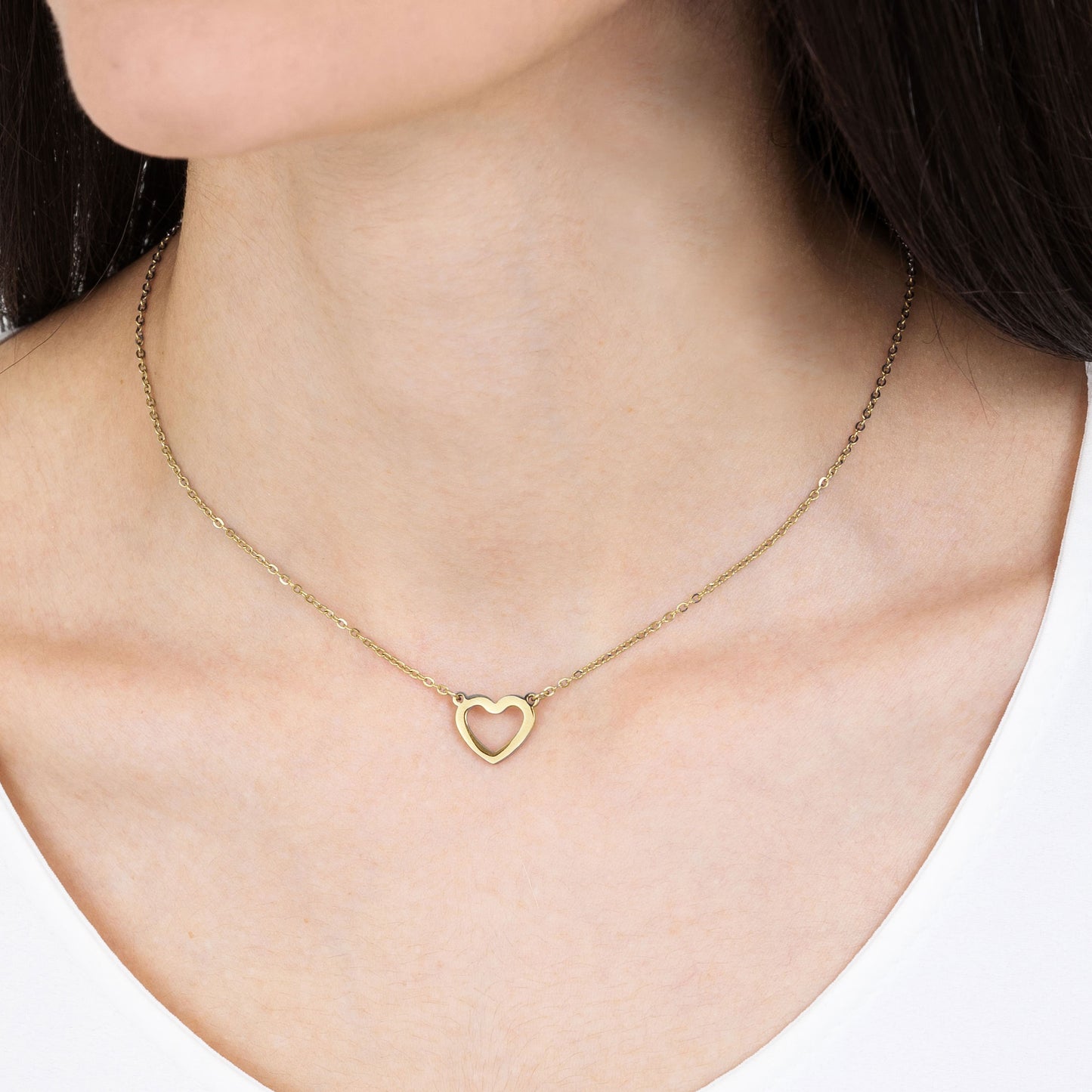 COLLIER POUR FEMME EN ACIER IP EN OR AVEC COEUR EN OR Luca Barra