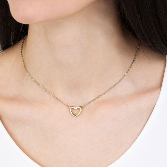 COLLIER POUR FEMME EN ACIER IP EN OR AVEC COEUR EN OR Luca Barra