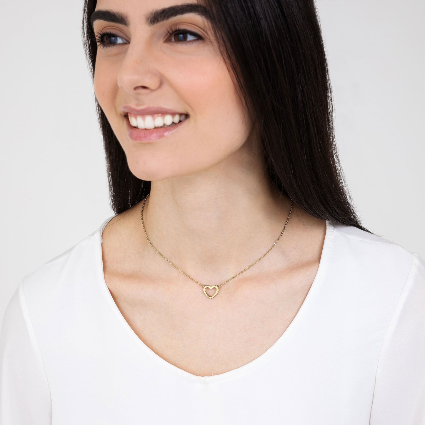IP COLLIER EN ACIER DORÉ POUR FEMMES AVEC CŒUR EN OR