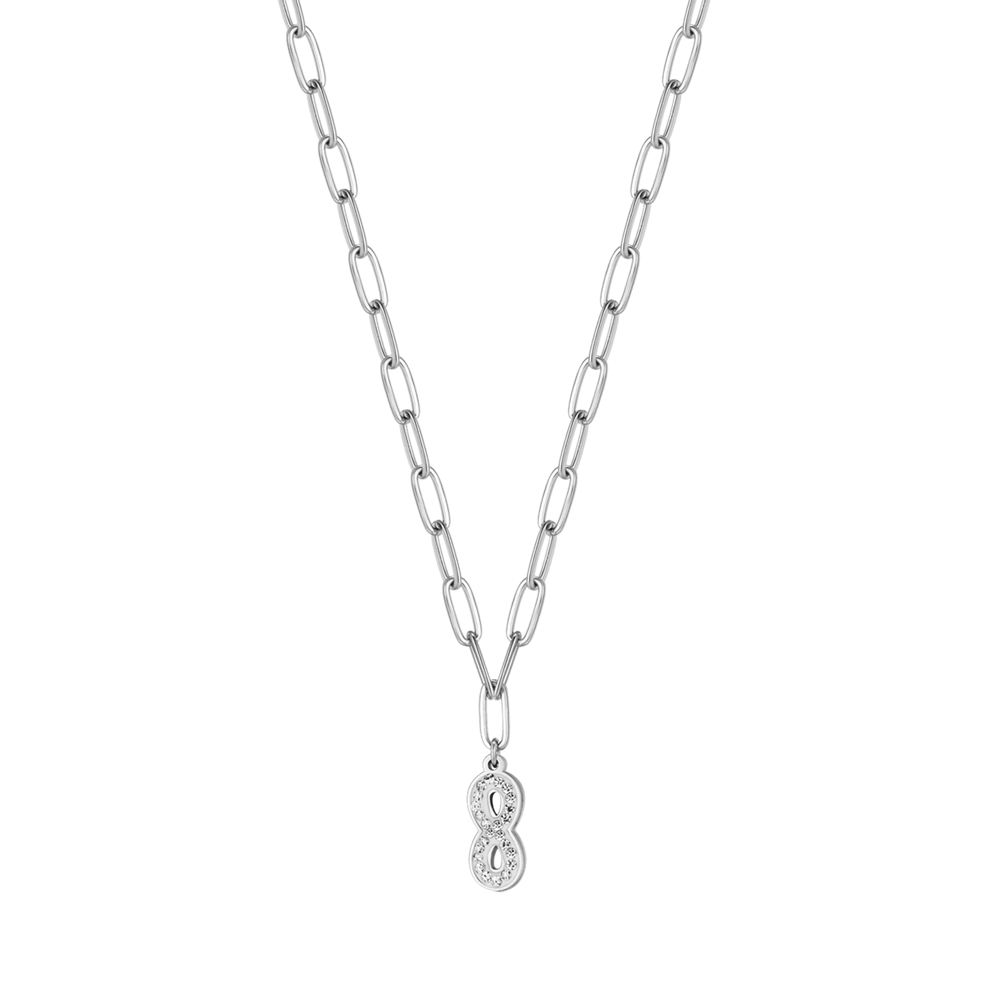 COLLIER POUR FEMME EN ACIER INOXYDABLE AVEC CRISTAUX INFINITE ET BLANC ET LIEN DE CHAÎNE Luca Barra