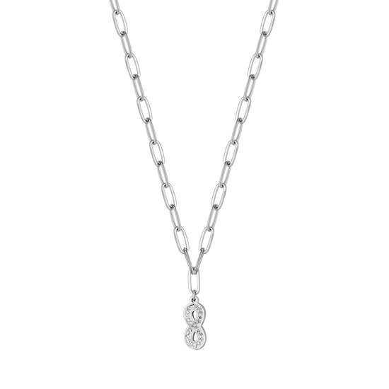 COLLIER POUR FEMME EN ACIER INOXYDABLE AVEC CRISTAUX INFINITE ET BLANC ET LIEN DE CHAÎNE Luca Barra