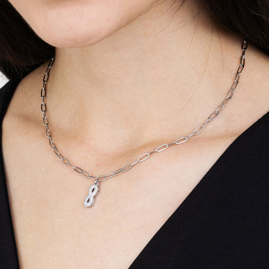 COLLIER POUR FEMME EN ACIER INOXYDABLE AVEC CRISTAUX INFINITE ET BLANC ET LIEN DE CHAÎNE Luca Barra