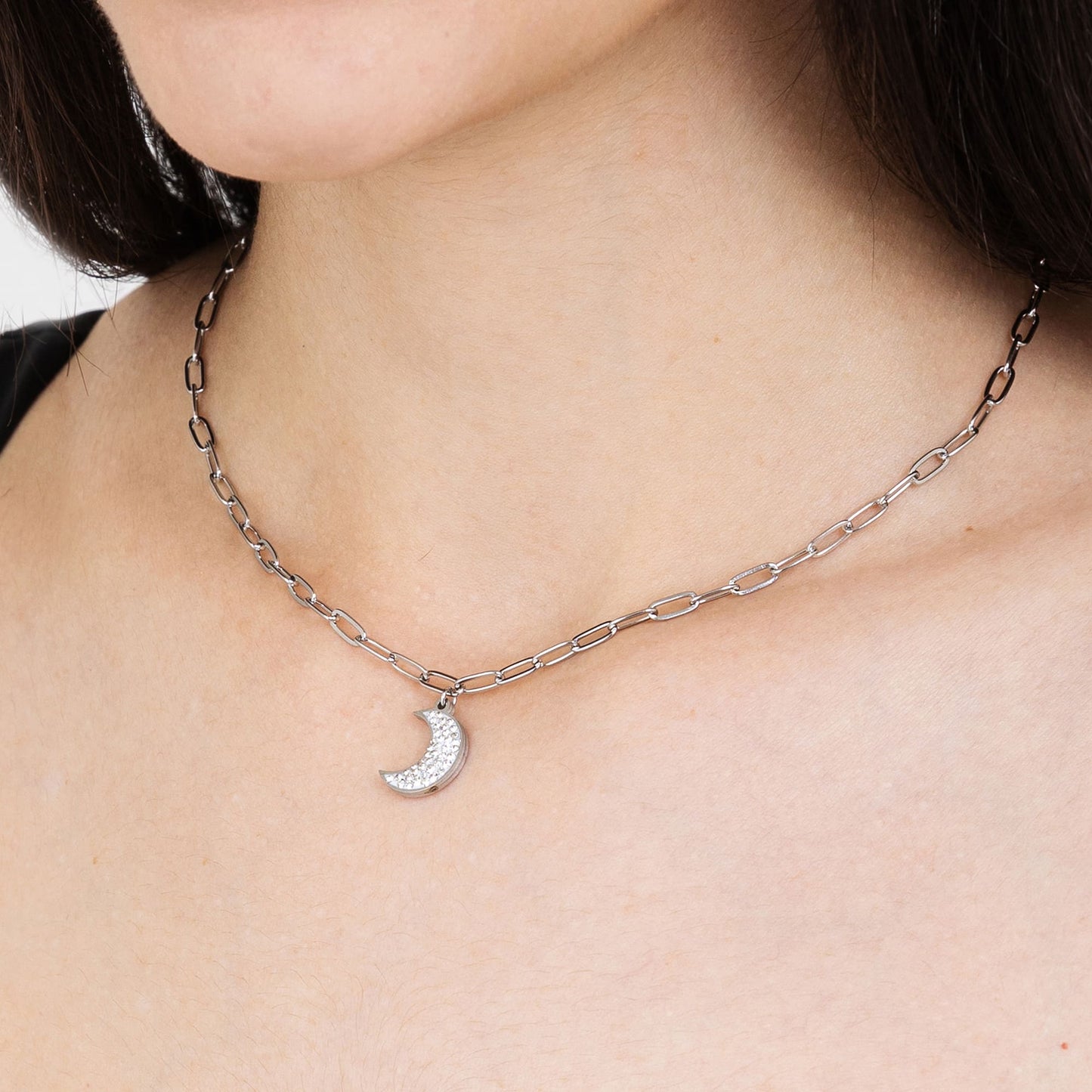 COLLIER POUR FEMME EN ACIER AVEC CRISTAUX BLANCS ET DE LUNE Luca Barra