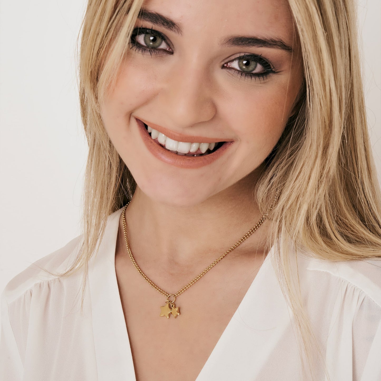 IP OR ACIER COLLIER POUR FEMME AVEC ÉTOILES