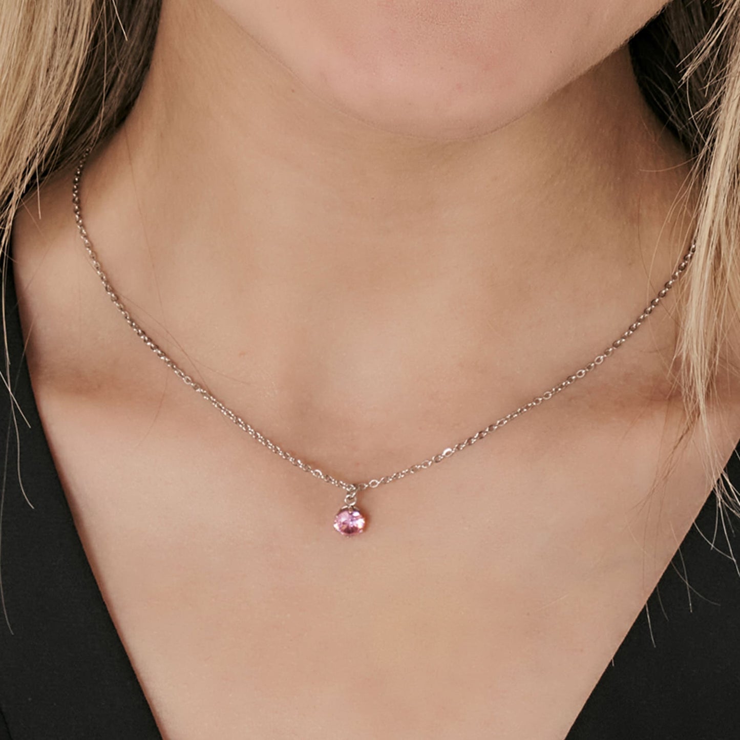 COLLIER POUR FEMME EN ACIER AVEC CRISTAL ROSE Luca Barra