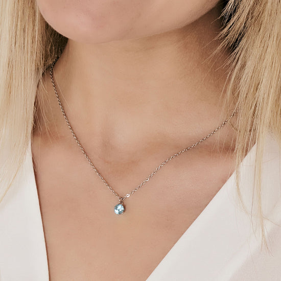 COLLIER POUR FEMME EN ACIER AVEC CRISTAL BLEU Luca Barra