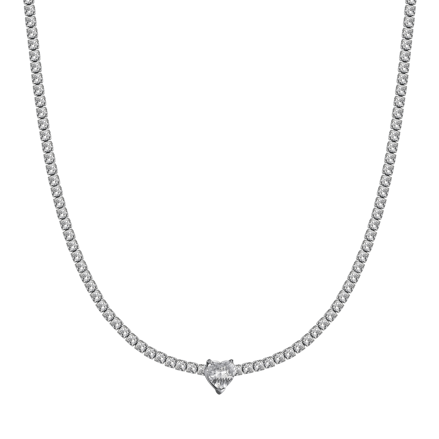 COLLIER POUR FEMME EN ACIER AVEC CRYSTAUX BLANCS ET COEUR EN CRYSTAUX Luca Barra