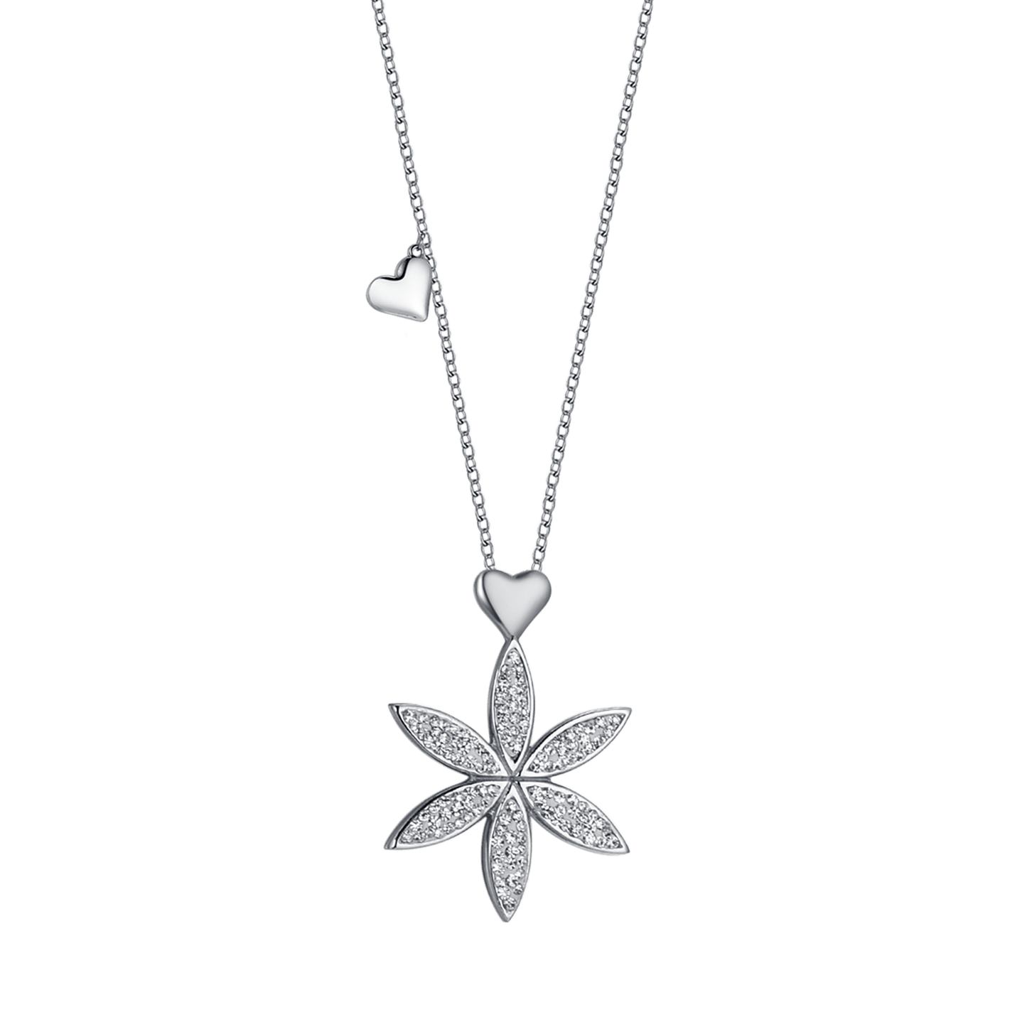 COLLIER EN ACIER POUR FEMME AVEC FLEUR DE VIE ET COEUR Luca Barra