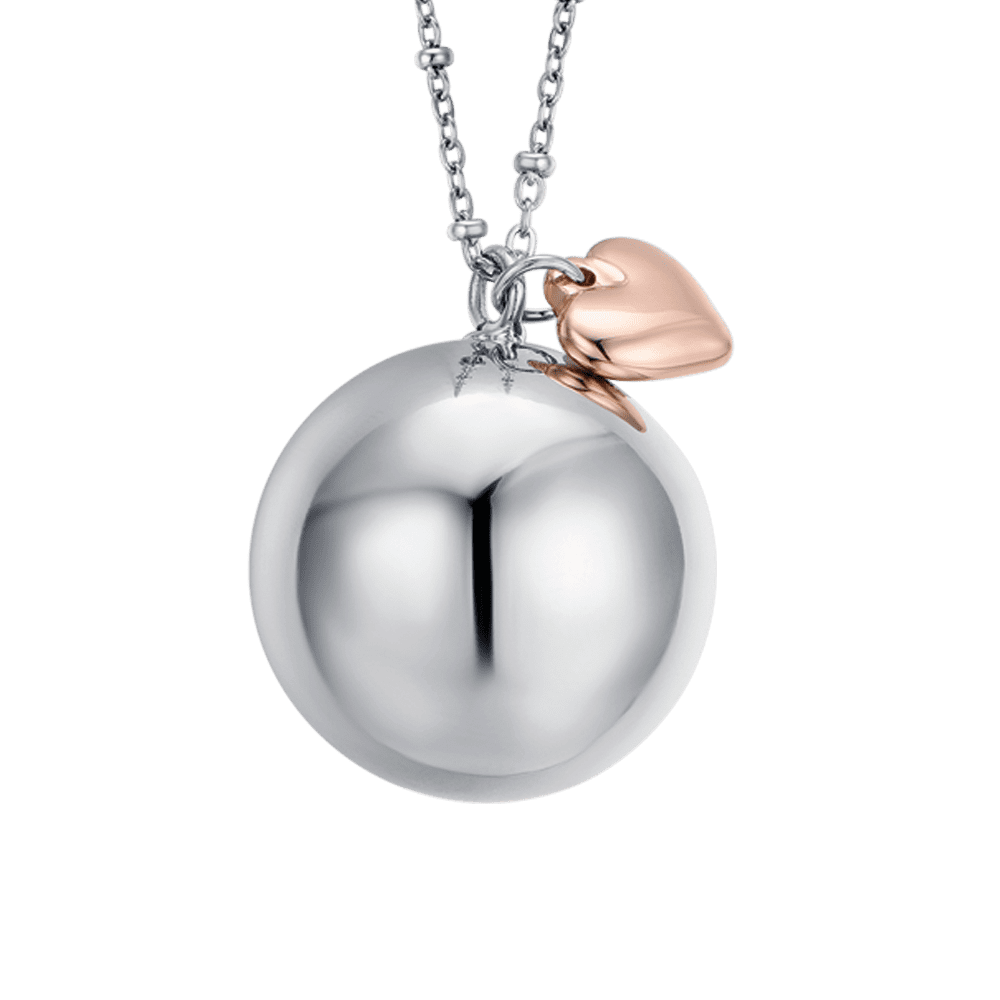 COLLIER ANGE EN ACIER INOXYDABLE AVEC CHARMES COEUR DE ROSE Luca Barra