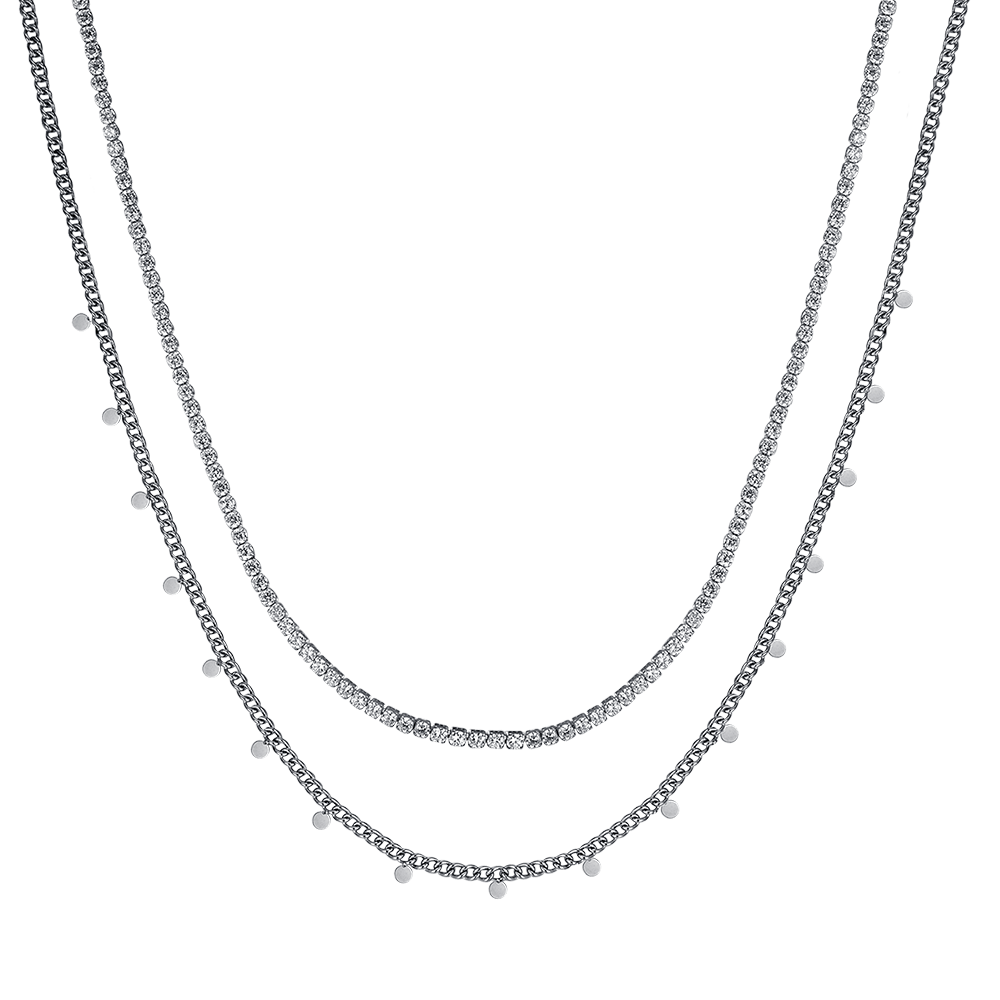 COLLIER POUR FEMME EN ACIER AVEC CRISTAUX BLANCS