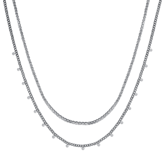 COLLIER POUR FEMME EN ACIER AVEC CRISTAUX BLANCS
