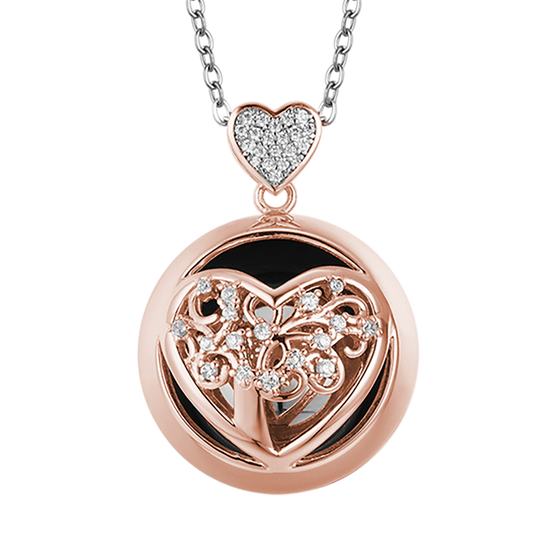 COLLIER D'APPEL D'ANGE EN ACIER AVEC CŒUR ET SPHÈRE EN MÉTAL