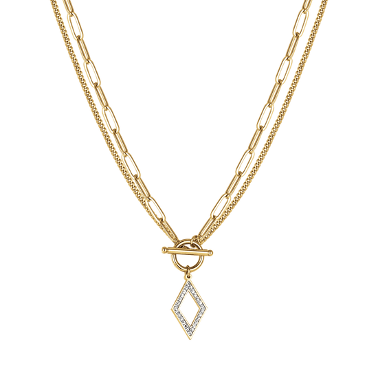 COLLIER POUR FEMME EN ACIER AVEC CRISTAUX BLANCS