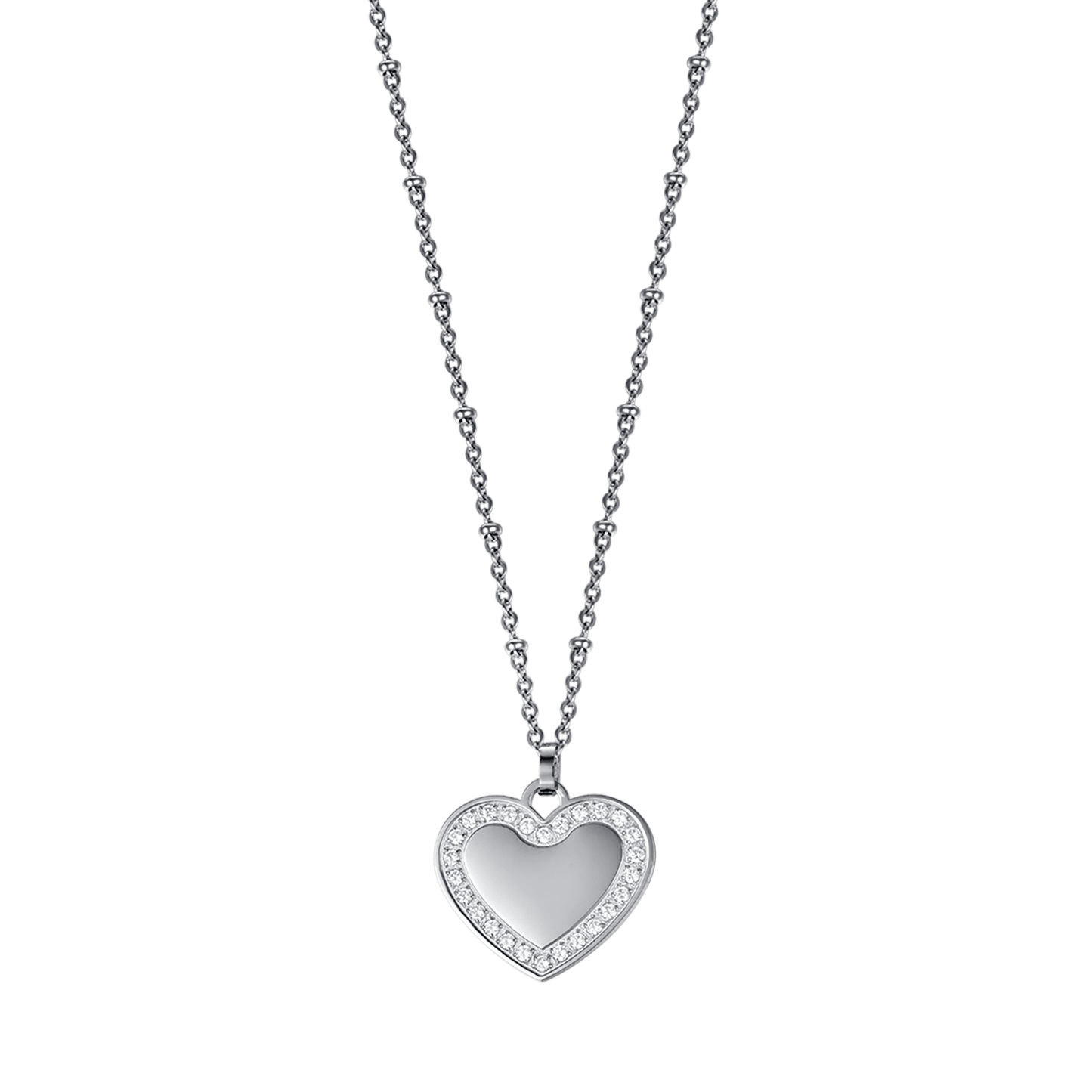 COLLIER EN ACIER POUR FEMME AVEC COEUR AVEC CRISTAUX BLANCS Luca Barra