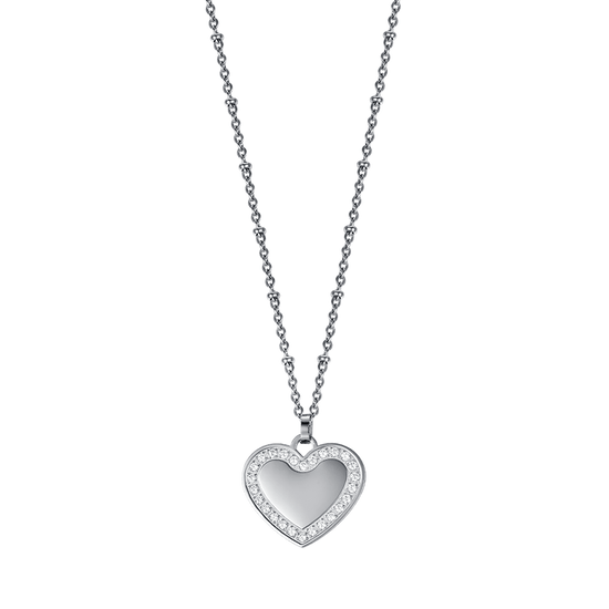 COLLIER EN ACIER POUR FEMME AVEC COEUR AVEC CRISTAUX BLANCS Luca Barra