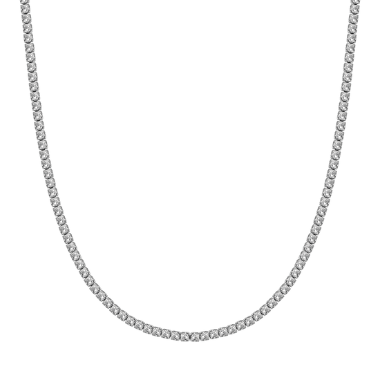 COLLIER DE TENNIS EN ACIER POUR FEMMES AVEC CRISTAUX BLANCS DE 4 MM