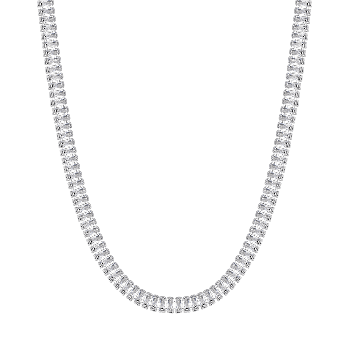 COLLIER TENNIS FEMME EN ACIER AVEC CRISTAUX BAGUETTE BLANCS