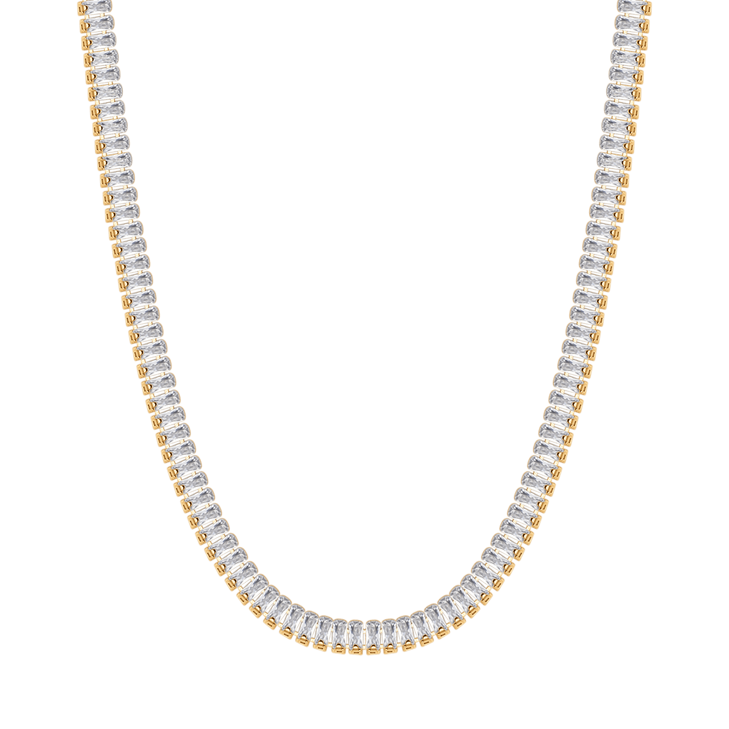 COLLIER TENNIS FEMME EN ACIER AVEC CRISTAUX BAGUETTE BLANCS