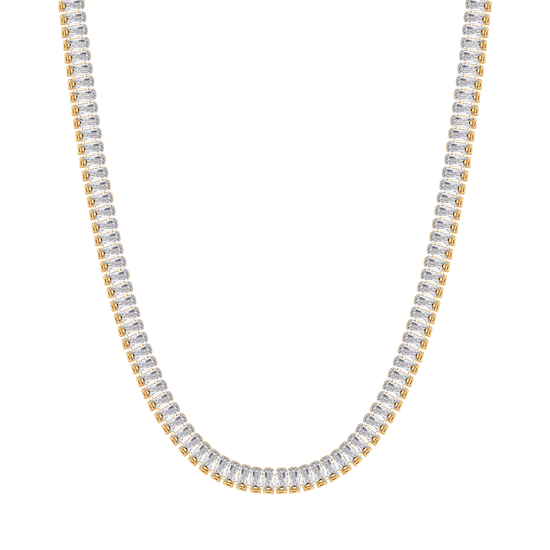 COLLIER TENNIS FEMME EN ACIER AVEC CRISTAUX BAGUETTE BLANCS