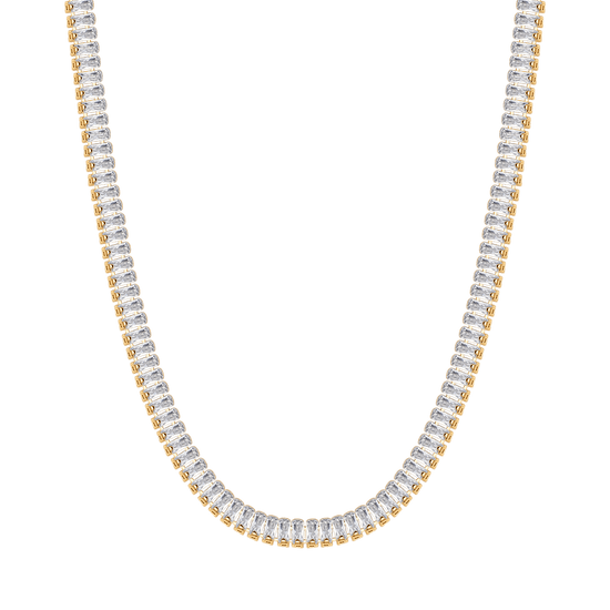 COLLIER TENNIS FEMME EN ACIER AVEC CRISTAUX BAGUETTE BLANCS