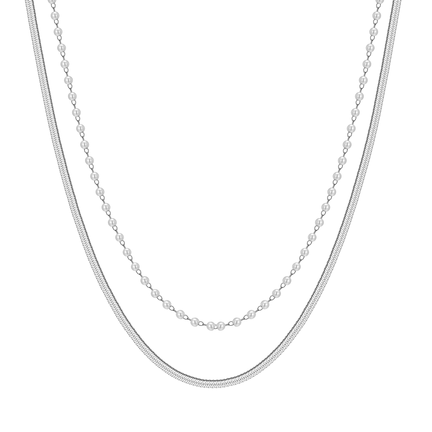 COLLIER POUR FEMME EN ACIER AVEC PERLES BLANCHES Luca Barra