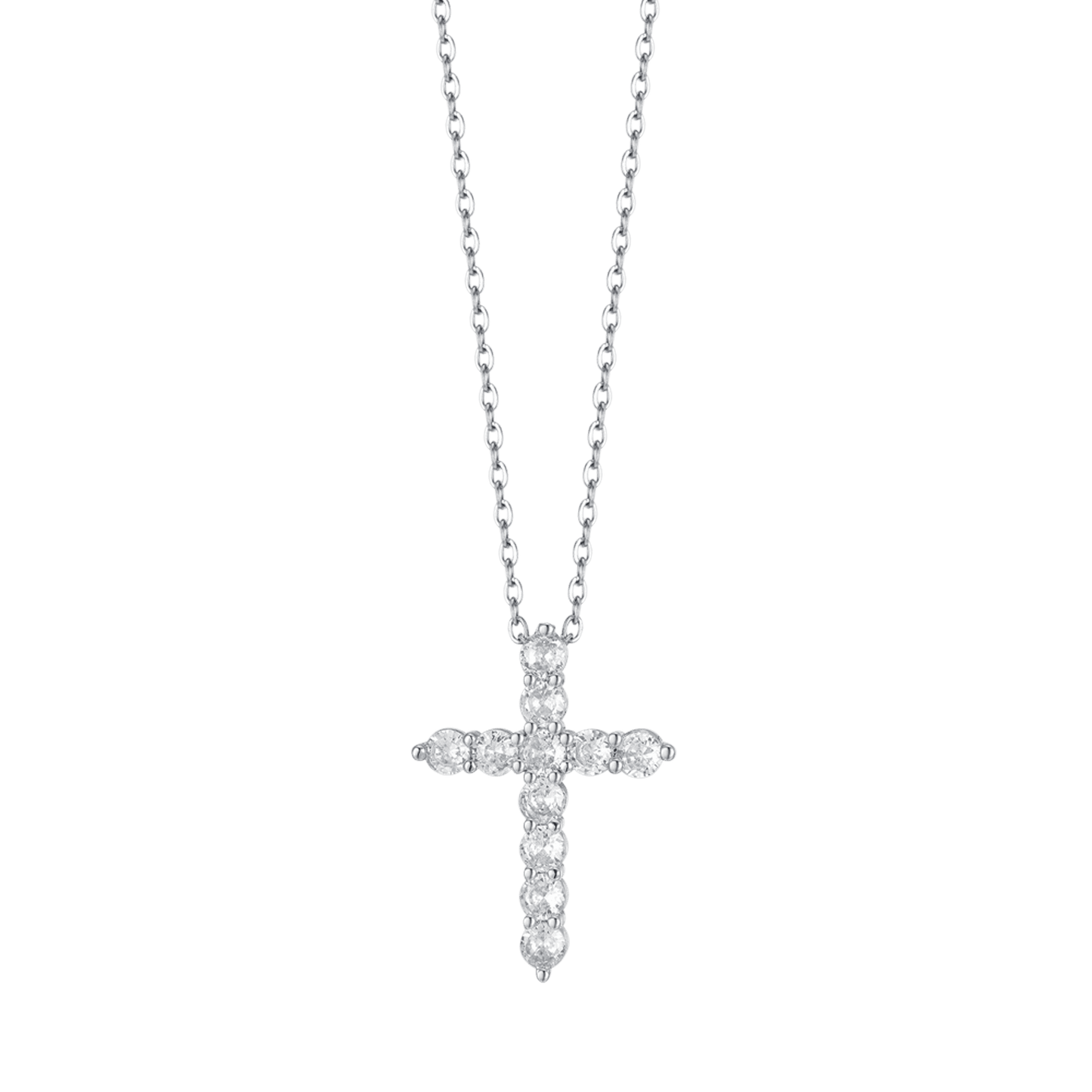 COLLIER CROIX EN ACIER POUR FEMMES AVEC CRISTAUX BLANCS