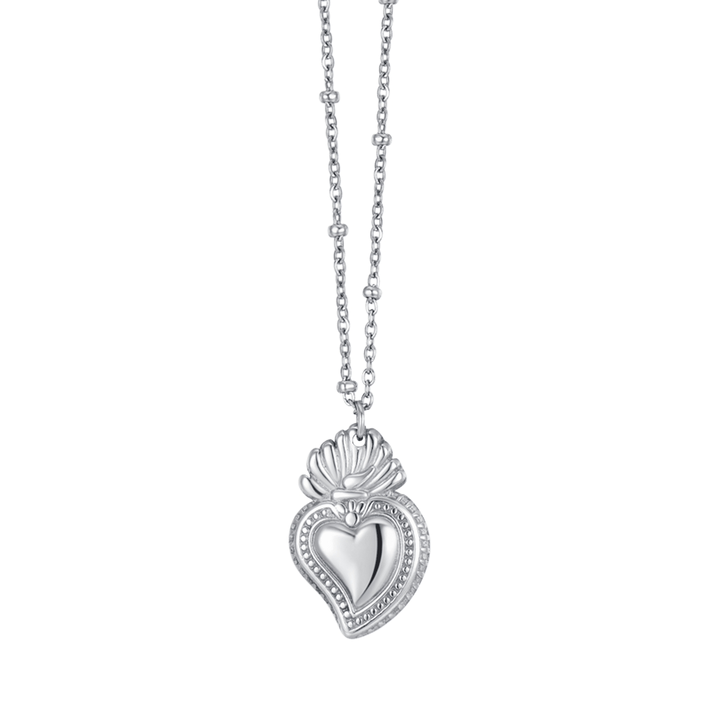 COLLIER EN ACIER POUR FEMME AVEC COEUR SACRÉ Luca Barra