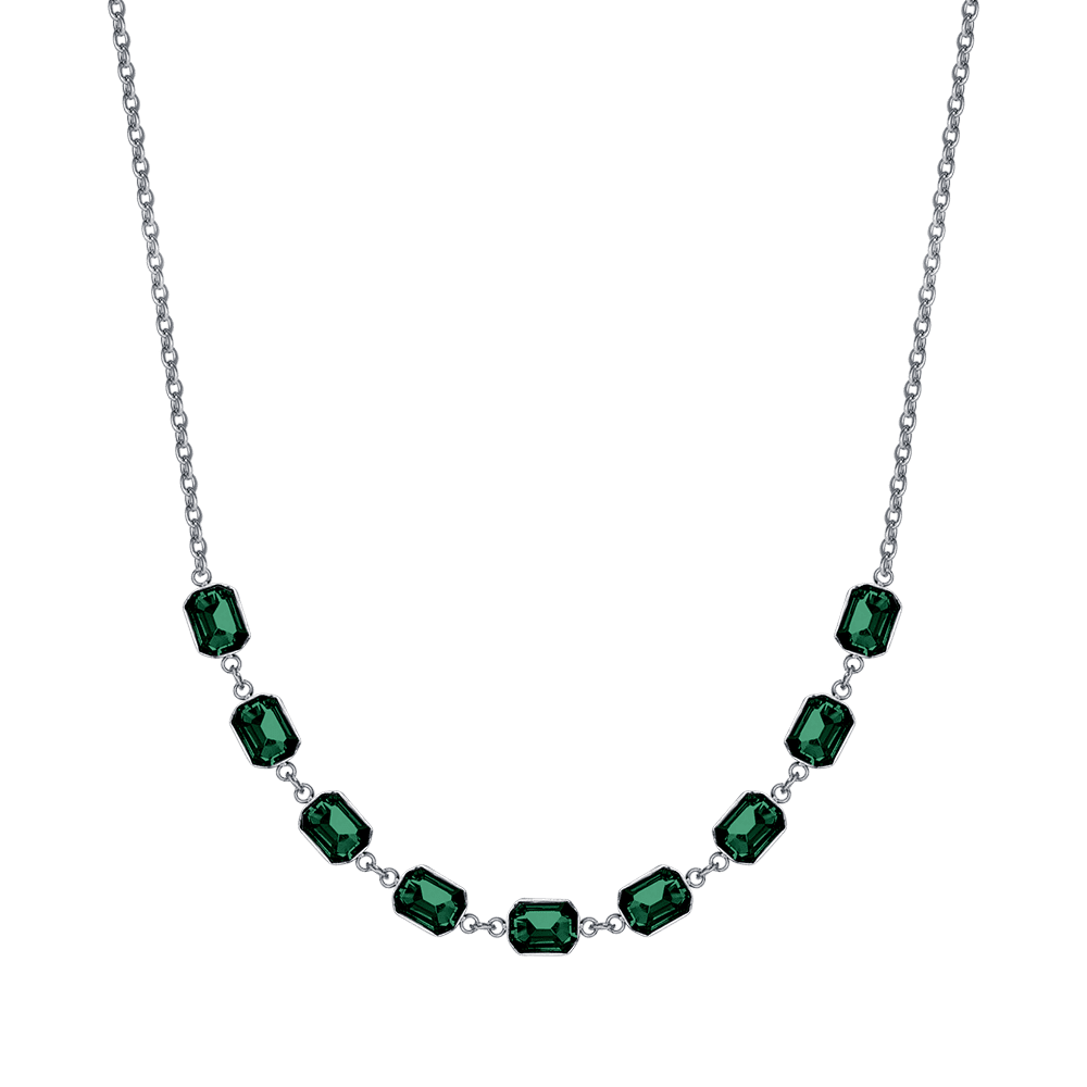 COLLIER FEMME EN ACIER AVEC CRISTAUX VERTS Luca Barra