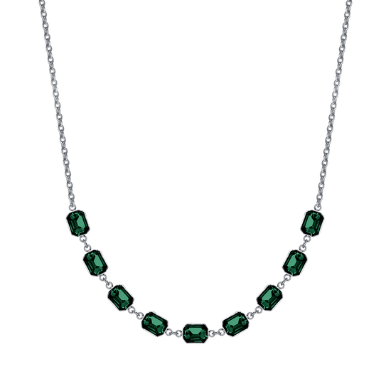 COLLIER FEMME EN ACIER AVEC CRISTAUX VERTS Luca Barra