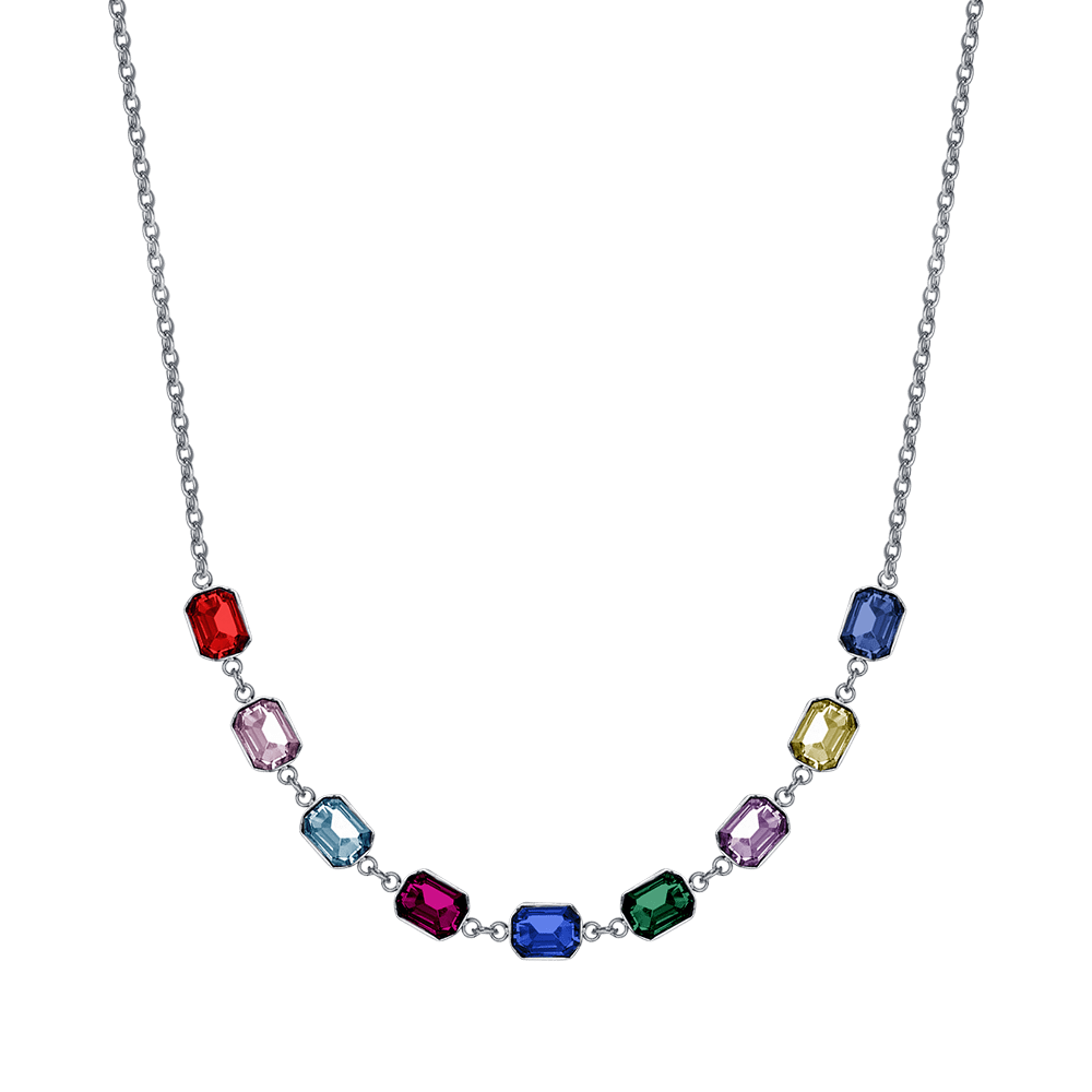 COLLIER POUR FEMME EN ACIER AVEC CRISTAUX MULTICOLORES Luca Barra