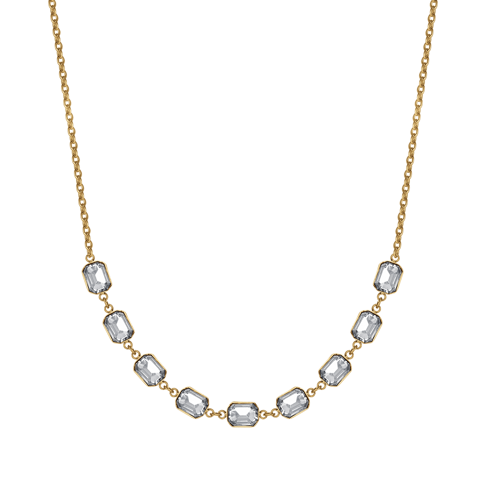 COLLIER POUR FEMME EN ACIER OR IP AVEC CRISTAUX BLANCS Luca Barra