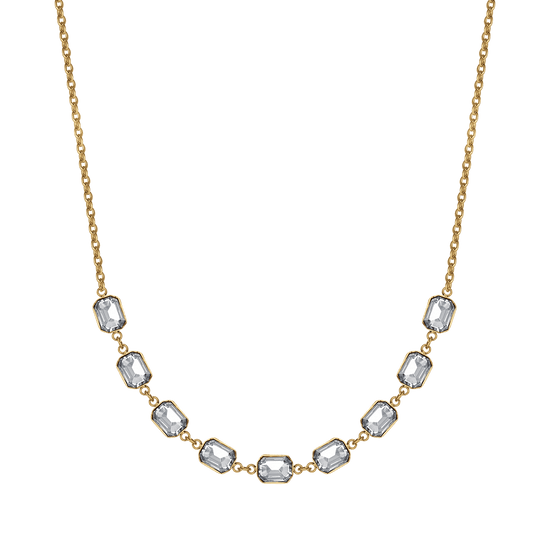 COLLIER POUR FEMME EN ACIER DORÉ AVEC CRISTAUX BLANCS