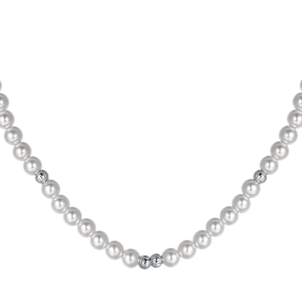 COLLIER EN ACIER POUR FEMMES AVEC PERLES ET ÉLÉMENTS EN ACIER