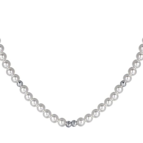 COLLIER EN ACIER POUR FEMMES AVEC PERLES ET ÉLÉMENTS EN ACIER