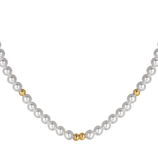 COLLIER POUR FEMMES EN ACIER IP DORÉ AVEC PERLES ET ÉLÉMENTS EN ACIER IP DORÉ