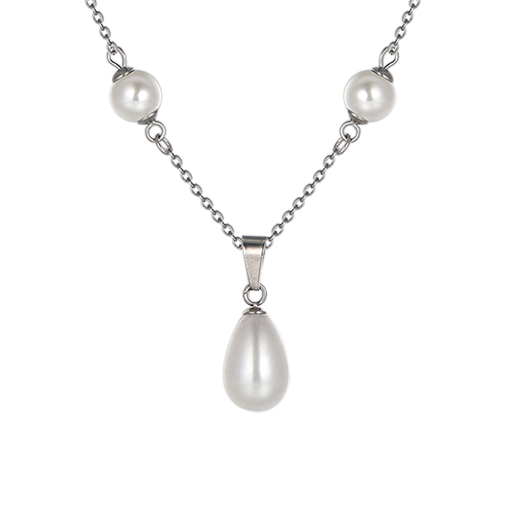 COLLIER EN ACIER AVEC PERLES POUR FEMMES
