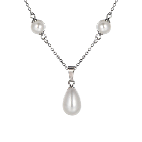 COLLIER EN ACIER AVEC PERLES POUR FEMMES