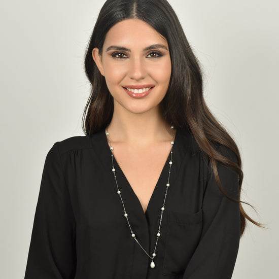COLLIER EN ACIER AVEC PERLES POUR FEMMES