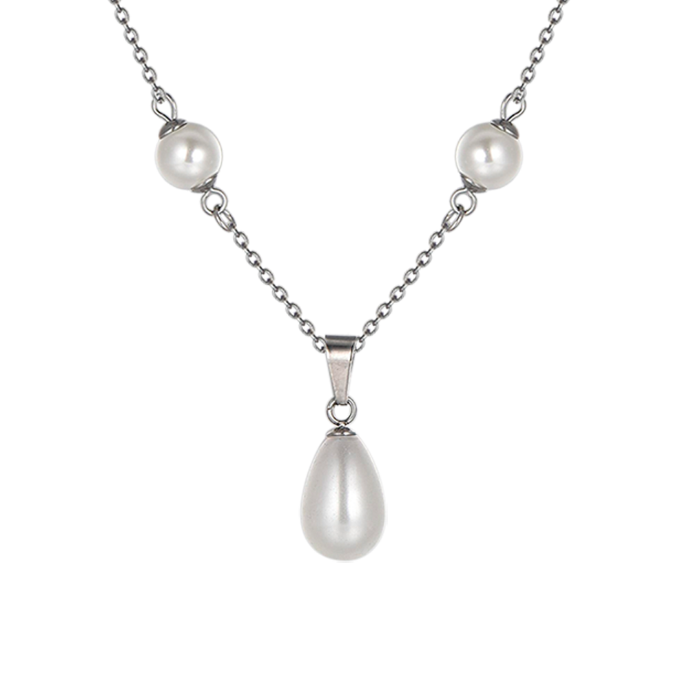 COLLIER EN ACIER AVEC PERLES POUR FEMMES